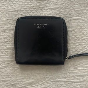 Acne studios black wallet w/ zipper